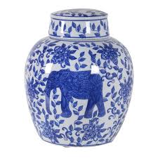 This stunning blue and white ginger jar is really similar to my own blue & white vases that you see on the table setting as well! Blue White Elephant Design Ginger Jar Home Lifestyle From The Luxe Company Uk
