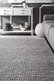 Nuloom Light Grey Hand Woven Chunky Woolen Cable Cb01d Area Rug Rugs On Carpet Light Grey Rug How To Clean Carpet