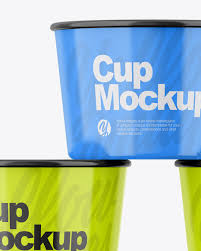 Three Glossy Cups Mockup In Cup Bowl Mockups On Yellow Images Object Mockups