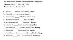 Check spelling or type a new query. Fill In The Blanks With The Correct Degree Of Comparison Soal Ada Di Gambar Brainly Co Id