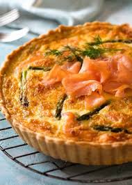Homemade Salmon Quiche Made With Smoked Salmon Cooling On A Rack Fresh Out Of The Oven Salmon Quiche Quiche Recipes Quiche Crust Recipe