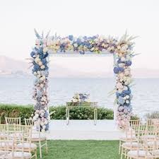 Colorful Wedding Arch With Blue And Pink Wedding Colors Wedding Arch Floral Wedding Decorations
