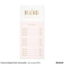 Luxury Elegant Hair Salon Pink Gold Service Menu Zazzle Com In 2021 Hair Salon Hair Salon Price List Elegant Hairstyles