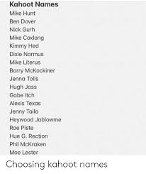 Kahoot Names Meme List Cute Snapchat Names Snapchat Funny Snapchat Names