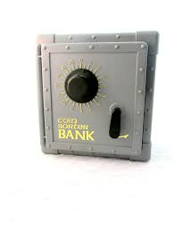 Vintage Bank Combination Lock Bank Toy Safe Bank Coin Sorter Bank Collectible Gift Item 1627 Coin Sorter Kids Playing Safe Toys