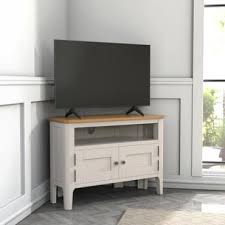 Intel 1100 led corner white & oak tv cabinet Tv Stands Tv Units Tv Cabinets Furniture123