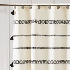 The dahlia pattern of bold stripes in spring colors on this cornice valance from the curtain shop will add a fresh new look to any room. Boho Chic Cotton Shower Curtain Beige Black Better Homes Gardens 72 X 72 Walmart Com Walmart Com