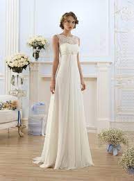Chiffon A Line Empire High Waist Wedding Dresses Lace Sheer Neckline Lace Up Backless Sum Empire Wedding Dress Wedding Dress Chiffon Empire Waist Wedding Dress