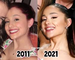 2011/2021 ♡♡♡♡♡♡ Pictures from: 2011(Ariana Grande Makes Macy's Music, just jared,  Miranda Sings And Ariana spend The Holidays At Birdland broadway world),  2021(ariana's insta post, gettyimages the voice.) I dont own any