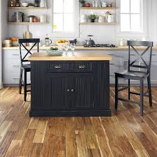 Nantucket Solid Wood Top Kitchen Island And 2 Counter Stools Black Home Styles Solid Wood Kitchens Kitchen Modular Kitchen Tops