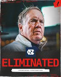 Bill Belichick and the Tar Heels have been eliminated from bowl contention  falling to 4-7