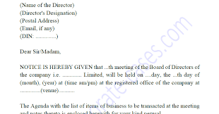 How to write an agenda. Notice Format Of Meeting Of Board Of Directors Board Meeting