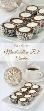 Marshmallow Roll Cookies Easy No Bake And Freezer Friendly No Bake Cookie Treats Were Incredibly Popular On Rock Roll Cookies Easy Cookies Christmas Baking
