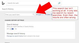 Bing search history is presented chronologically. Searching My Search History Doesn T Work Any Fixes Coming Microsoft Community