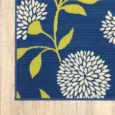 Stylish outdoor rugs and outdoor carpet. 7 Round Indigo And Lime Green Floral Indoor Or Outdoor Area Rug Top Drawer Furniture
