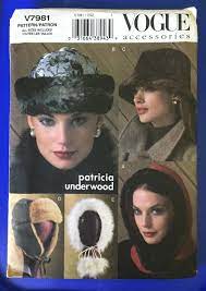 Vogue 7981 Hats Sizes S M L 2004 Warm Winter Hats Fashion Sewing Pattern Sewing Pattern Design