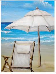Blue Sky Blue Sea And Beach Landscape Oil Painting On Canvas Handpainted Beach Chair Oil Painting For House Wa Beach Painting Summer Painting Umbrella Painting