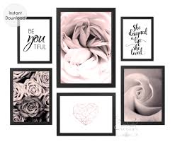 Save more on these canvas art deals! Pink Rose Gallery Wall Prints Printables Set Of 6 Wall Art Printable Prints