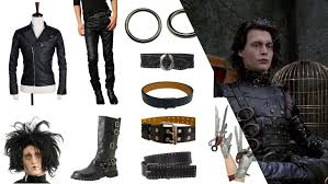 Faux leather patchwork pants with a belt that wraps around one leg. Edward Scissorhands Costume Carbon Costume Diy Dress Up Guides For Cosplay Halloween