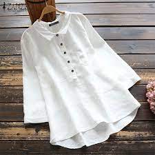 2021 лятна риза широки ленени блузи ръкав Туника Топове категория блузи и  ризи