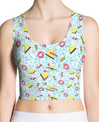 90s Print Crop Top With Geometric Shapes Festival Crop Top Etsy Colorful Crop Tops Festival Crop Tops Print Crop Tops