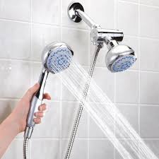 High Quality Bathroom Wall Mounted Dual Head 2 In 1 Bath Shower Spray Set With Handheld Shower Head Fixed S Shower Heads Dual Shower Heads Shower Faucet Sets