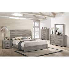 Made of laminated mdf and particleboard with dove gray finish. Gray Wood Sonata 4 Piece Bedroom Set Modern Upholstered Panel Bed Dresser Mirror 1 Nightstand Queen Bedroom Sets Bedroom Furniture Igrec In