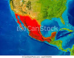 List of the geographical names found on the map above Mexico On Physical Map Mexico Highlighted In Red On Physical Map 3d Illustration Elements Of This Image Furnished By Nasa Canstock