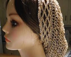 SALE !!! Beaded Snood Hair Net Head Covering . Fits Most . Neutral Handmade  Lace , Gold SPARKLY Soft Sequins . Double Stranded .USA