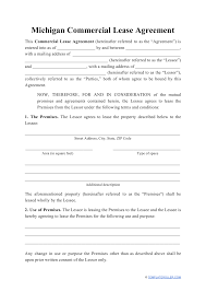 michigan commercial lease agreement template download printable pdf templateroller