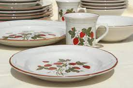 Dinnerware all collections sets casual dinnerware formal dinnerware bone china glass dinnerware chargers chargers belmont colored rim cyclone glass chargers. Old Strawberry Pattern 70s 80s Vintage Gibson Stoneware Dishes Set For 6