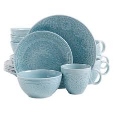 Hello select your address all. Gibson Alemany 16pc Dinnerware Set Aqua Target