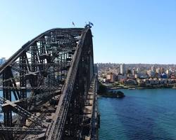 person walking on the Sydney Harbour Bridge