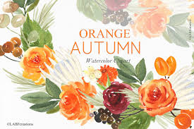 50 Off Orange Autumn Watercolor Fall Flowers Fall Watercolor Watercolor Flowers