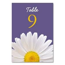 Yellow White Purple Shasta Daisy Flower Wedding Table Card Yes I Can Say You Are On Right S Card Table Wedding Wedding Table Numbers Wedding Table Number Cards