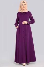 Ferace Yakasi Bagcikli Ferace Ah3073 Mor The Dress Moda Stilleri Mor