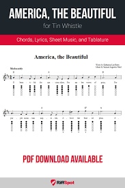 America The Beautiful For Tin Whistle Tin Whistle Sheet Music Guitar Chords For Songs