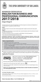 Advance Certificate In English For Business Professional Communication 2017 2018 The Open University Of S Language Study Business Professional University