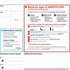 Can you provide an anaphylaxis action plan similar to the asthma action plans that are in use in you can find a link to an food allergy action plan, which includes anaphylaxis, by clicking on. Allergy Action Plan From The British Society For Allergy And Clinical Download Scientific Diagram
