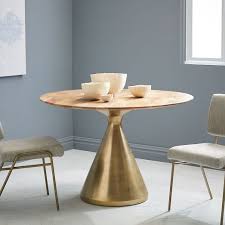 Silhouette Pedestal Dining Table Raw Mango West Elm West Elm Dining Table Pedestal Dining Table Metal Dining Table