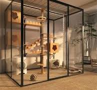 Displaying Cabinet Cat Cage Cattery Pet Products Animal Cages Solid Wooden  Tempered Glass Large Luxury Cat Villa Hotel Cat House - AliExpress