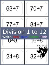 Set of 1, 2 & 3: Free Printable Division Flashcards Division Flash Cards Math Flash Cards Flashcards