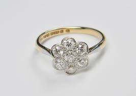 Edwardian Daisy Cluster Diamond Ring Victorian Diamond Ring Daisy Engagement Ring Diamond Cluster Ring