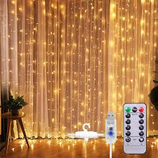 Amazon Com Sunnest Window Curtain String Light 300 Led 8 Lighting Modes Fairy Lights Remote Control Usb Powered Waterproof Lights For Christmas Bedroom Party Wedding Home Garden Wall Decorations Warm White