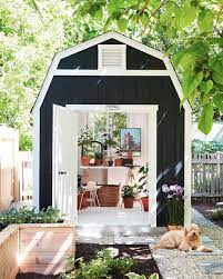 This Glamorous Garden Barn Is A Perfect Example Of A She Shed Done Right It S Bright An Airy Interior Is A Garden Shed Interiors Barn Style Shed Backyard Barn