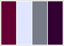 colorcombo34 with hex colors 660033 e0e6ff 777b88 330033