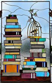Bird In A Gilded Cage Book W 261 Birdcage And Books Stained Glass Window Etsy Stained Glass Windows Faux Stained Glass Stained Glass