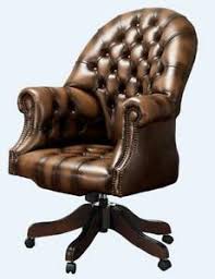 Fauteuil de bureau cuir marron dossier haut accoudoirs. Chesterfield Vintage Directeurs Pivotante Chaise De Bureau Antique Automne En Cuir Marron Clair Ebay