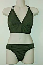 Green Bralette Bikini Top Classic Bottom Swim Bathing Suit