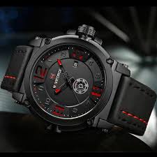 Black And Red Mens Watch Watches Mens Naviforce Luxury Black And Red Leather Waterproof Wrist Watch Getill1 Military Watches Watches For Men Vintage Watches For Men